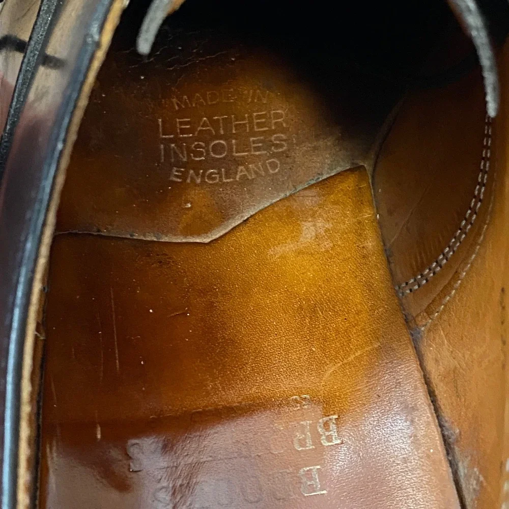 Brooks Brothers Peal & Co Mens Black Leather Cap Toe Oxford Shoes 8 D England